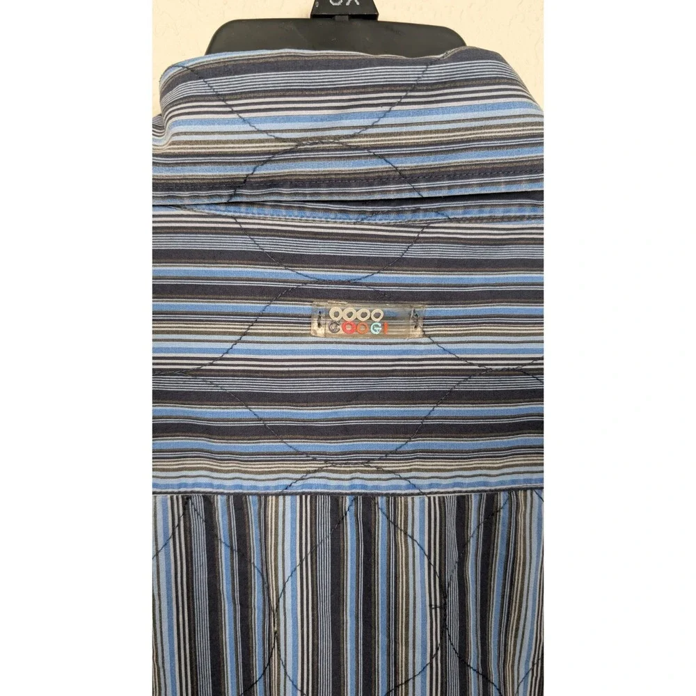 VTG Coogi Button Down Shirt‎ Mens 3XL Blue Stripe Argyle Embroidery Y2K 90s